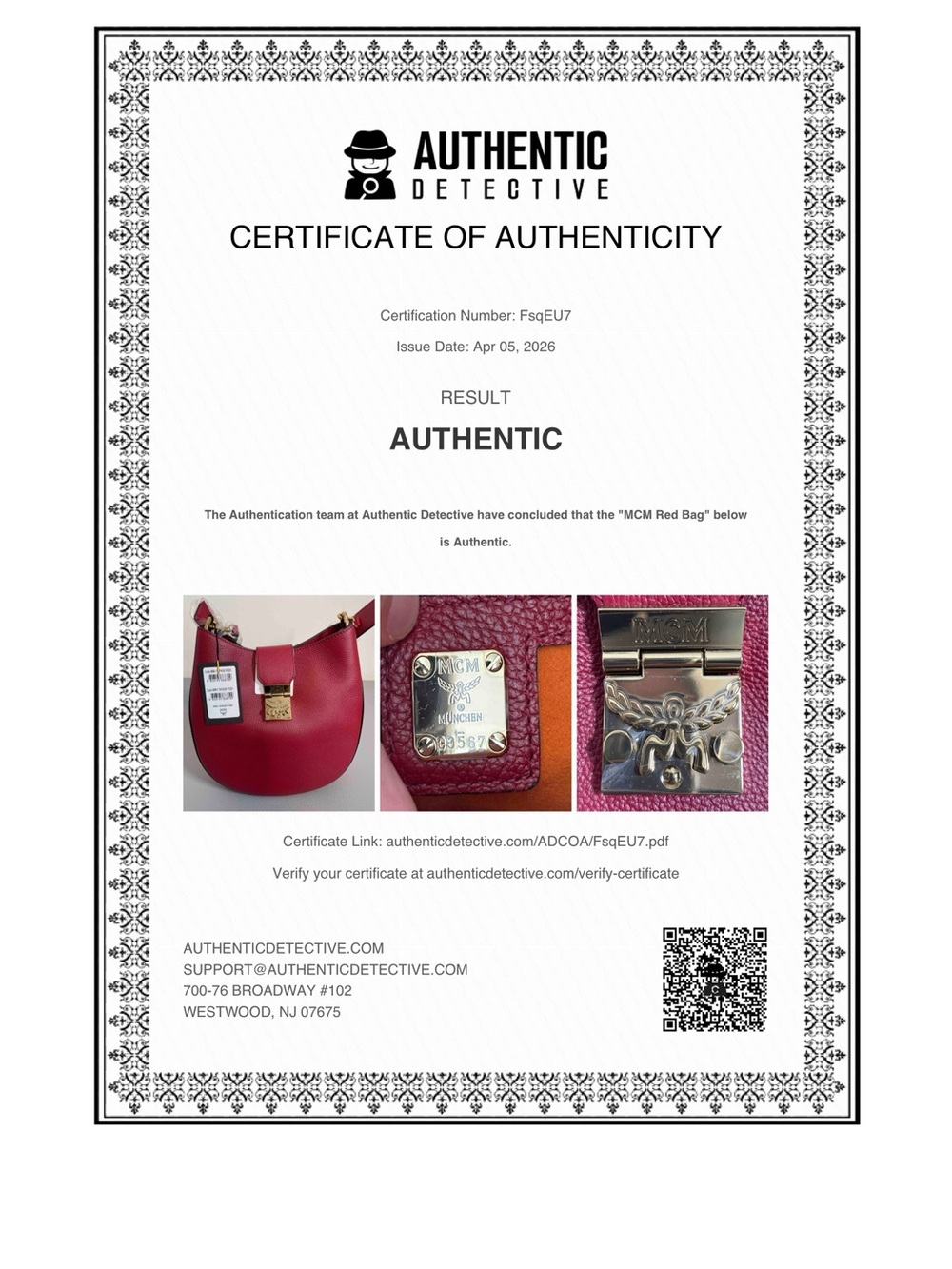 MCM Patricia Shoulder Bag Ruby Red Leather NWT Authenticated - Picture 15 of 15